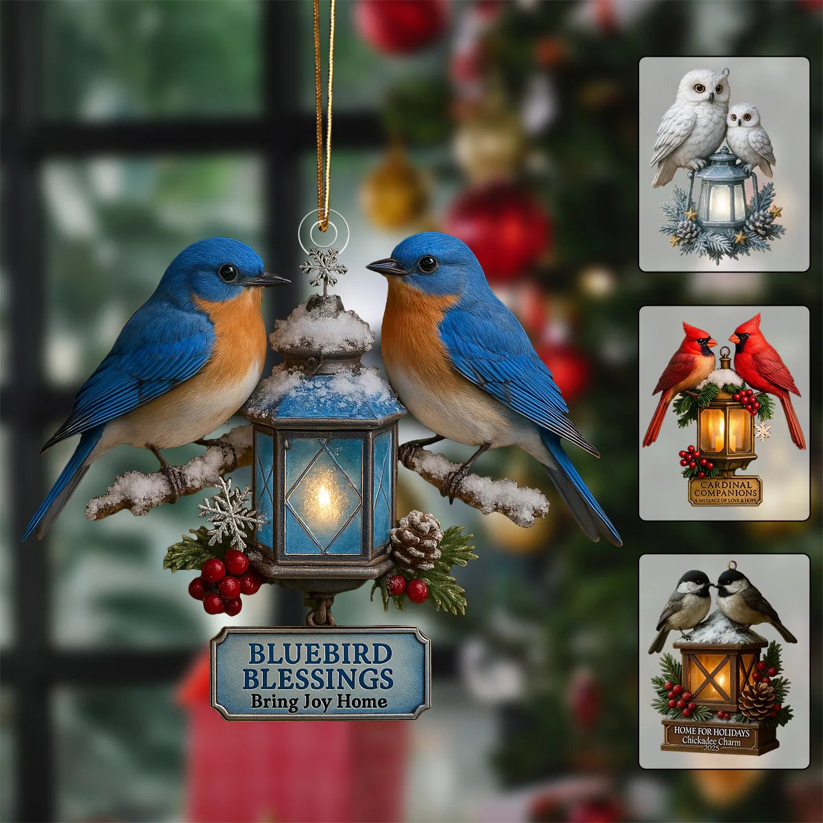 🕊️✨ Winter Lantern Birds — A Symbol of Love & Hope