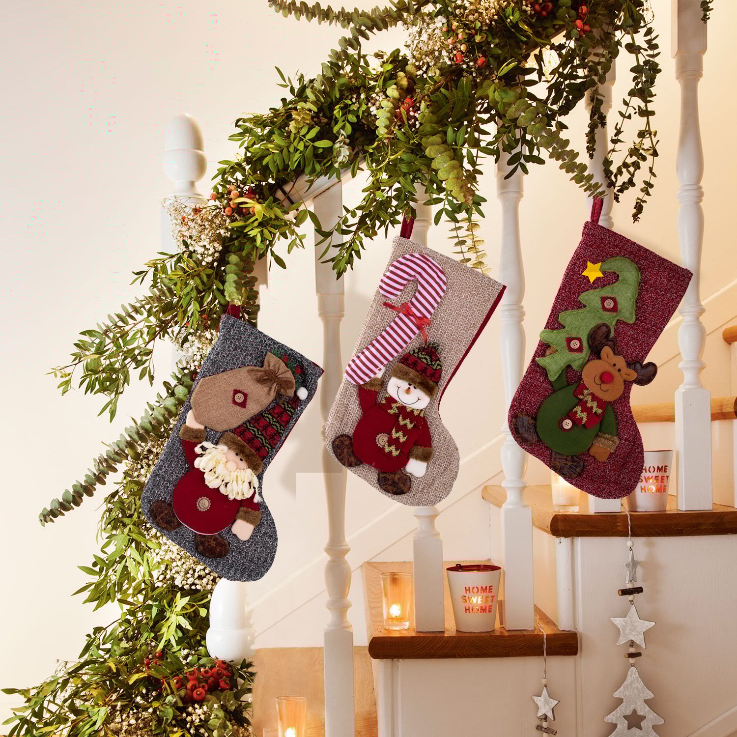 🌲Christmas stocking with Santa, snowman and reindeer