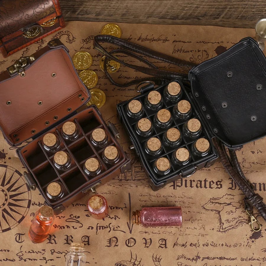 🧪Steampunk Magic Twelve Bottles Alchemy Box & straps