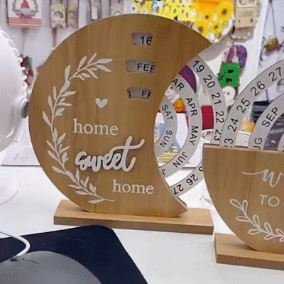 📅Handcrafted Wooden Perpetual Calendar – Rustic Desk Accessory for Home, Study & Office