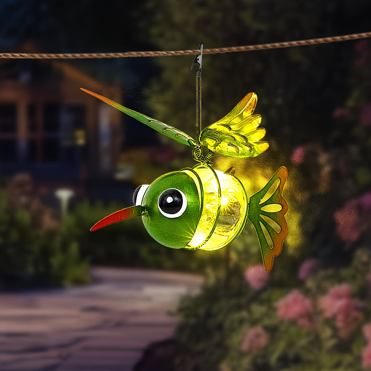 Hummingbird Solar Lantern with Independent Hook and Spring