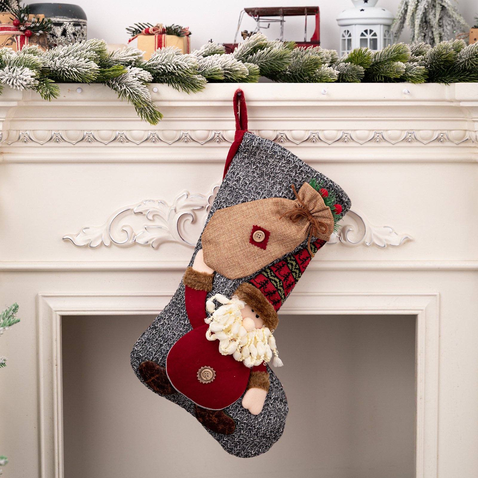 🌲Christmas stocking with Santa, snowman and reindeer