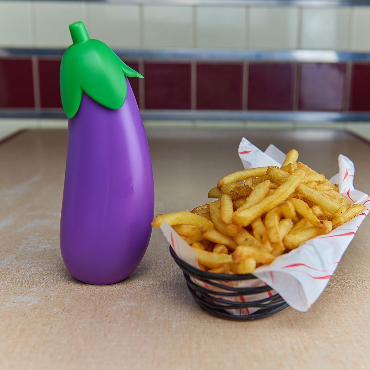 Bubblegum Stuff Eggplant Sauce Bottle - Emoji-Inspired Sauce Bottle - Kitchen Accessories - 1.16 fl oz BPA-Free Mayonnaise & Ketchup Bottle - Dishwasher Safe