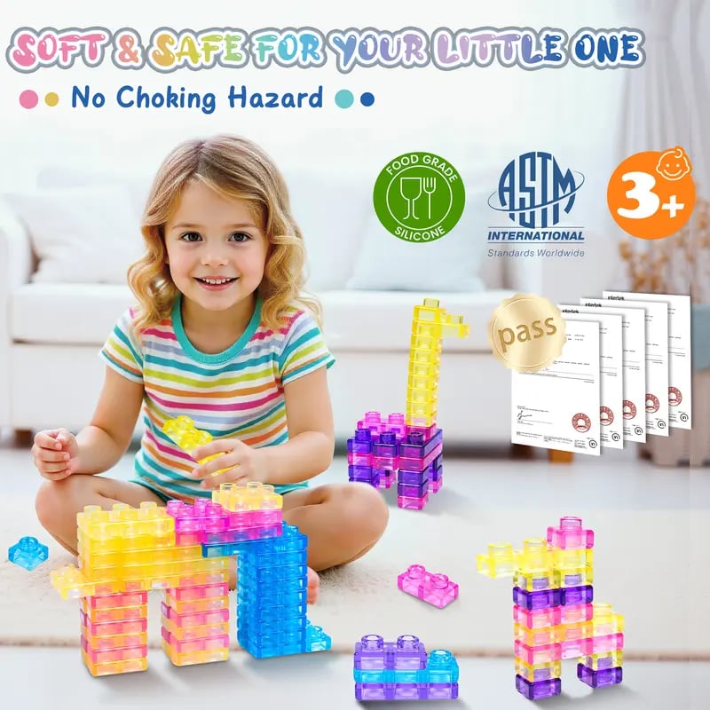 🌟GUMMY BLOC: 40-Piece Montessori Sensory Building Soft Blocks