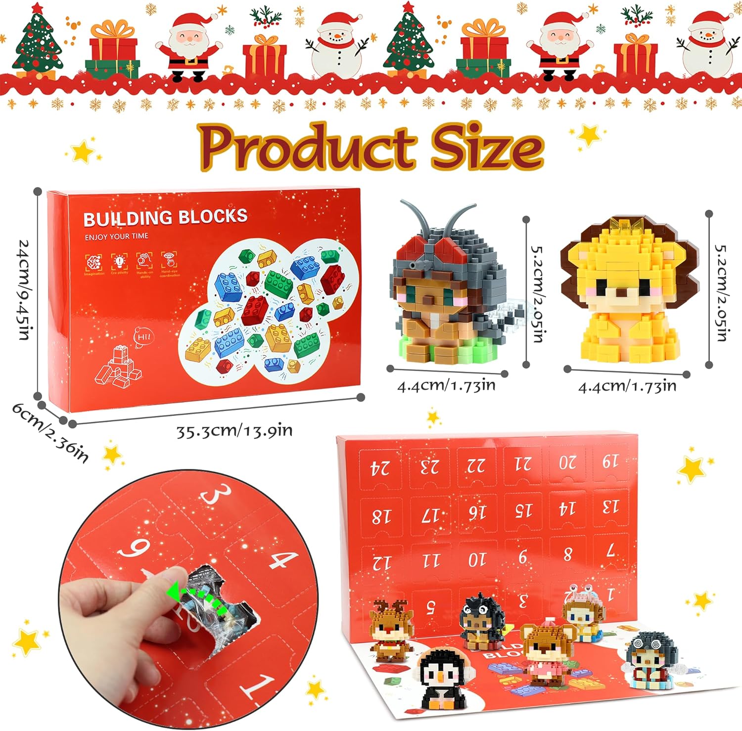 24 Pieces Advent Calendar 2025 Mini Building Blocks