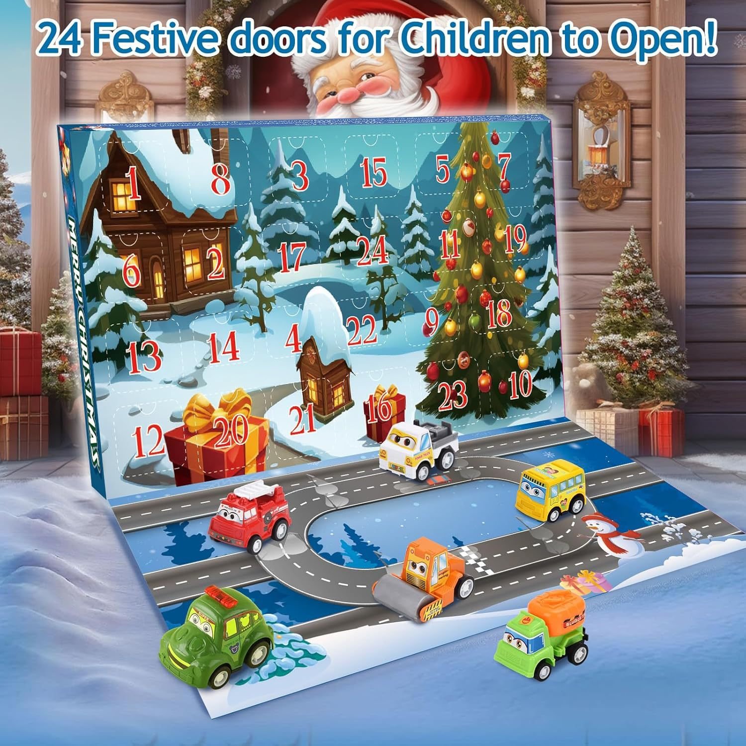 🏆Hot Sale⚡2025 Christmas Advent Calendar with 24 Pull-Back Toy Cars for Kids