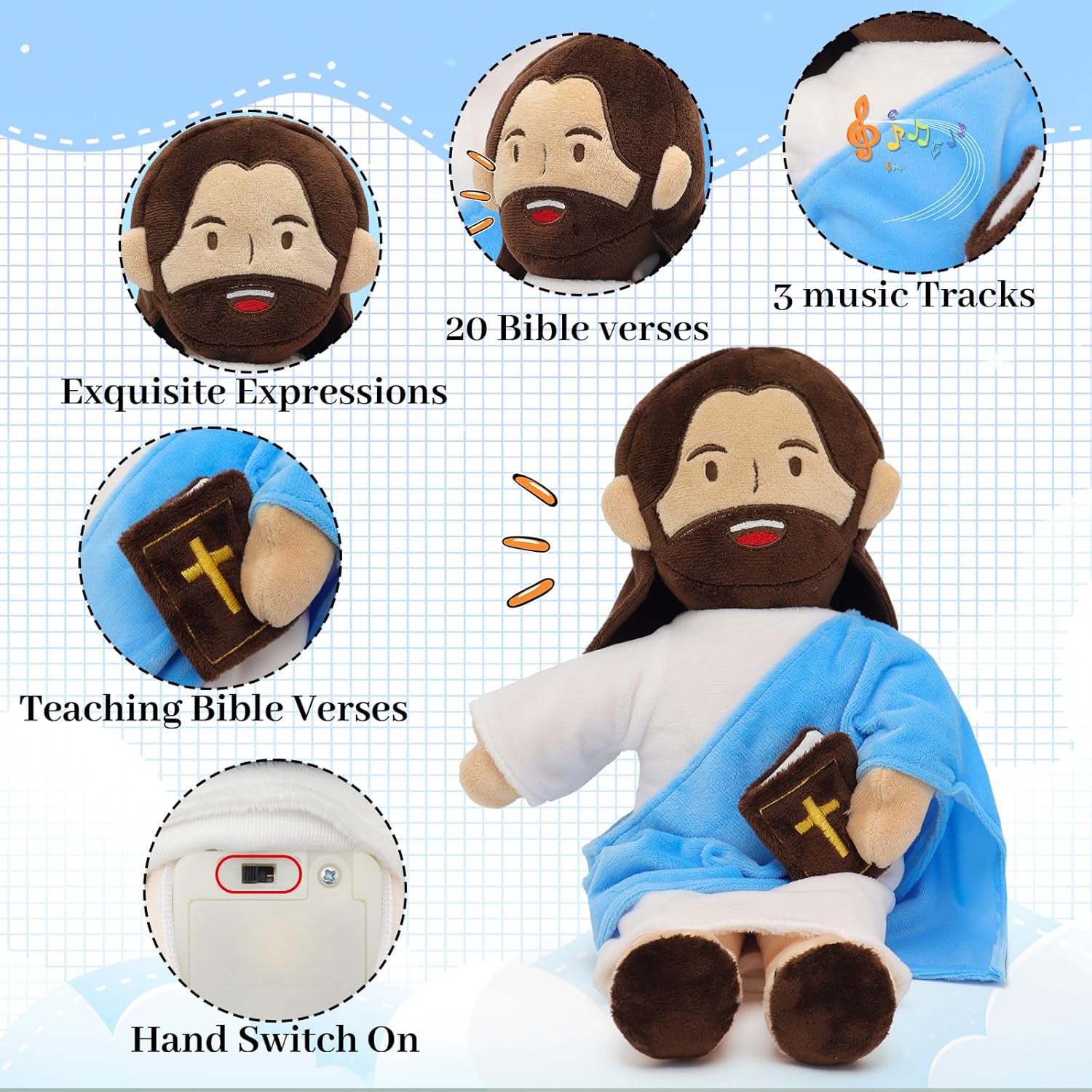 ✝️✨Jesus Plush Speaks 20 of Bible Verses and 3 of Bible Music