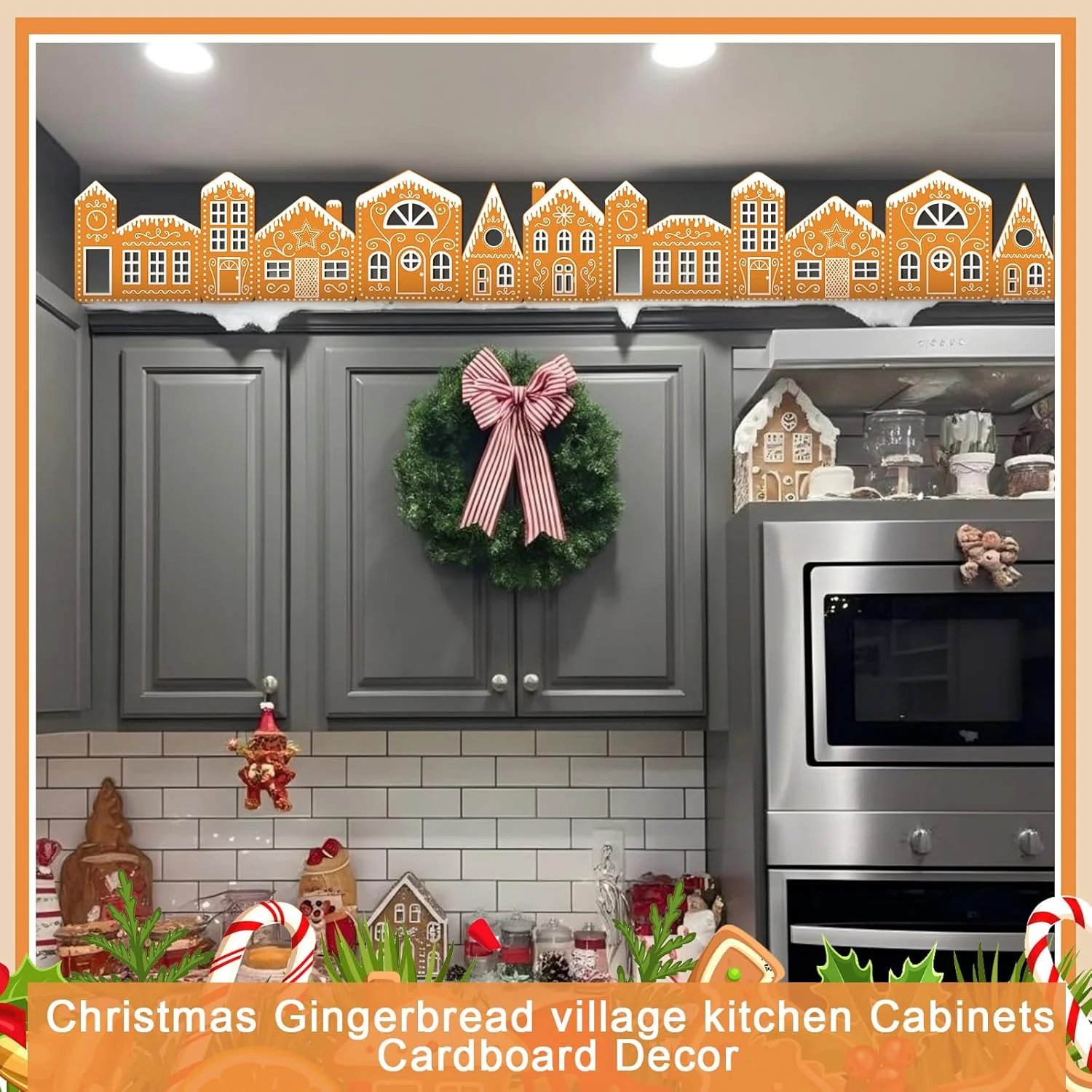 Gingerbread Village Magic(2 gingerbread house cardboards + 1 string light)