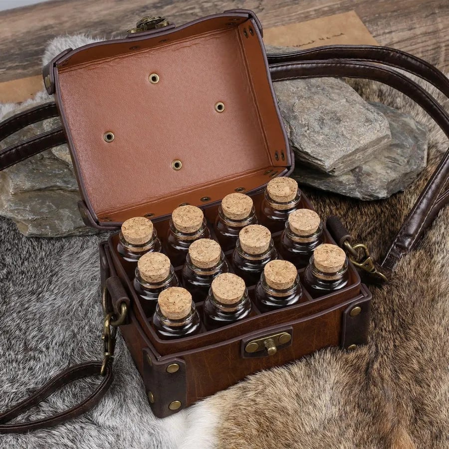 🧪Steampunk Magic Twelve Bottles Alchemy Box & straps