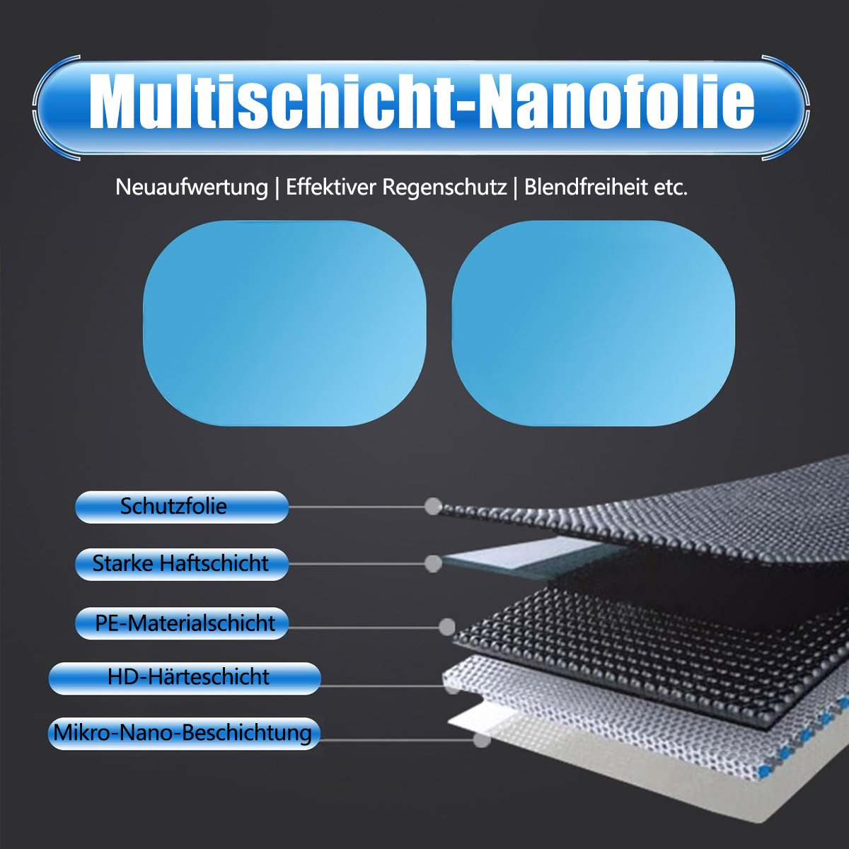 4 Stück Auto-Rückspiegelfolie