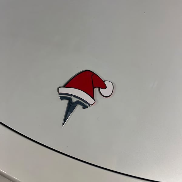 Santa Hat Overlay for Tesla Emblem, Reusable!