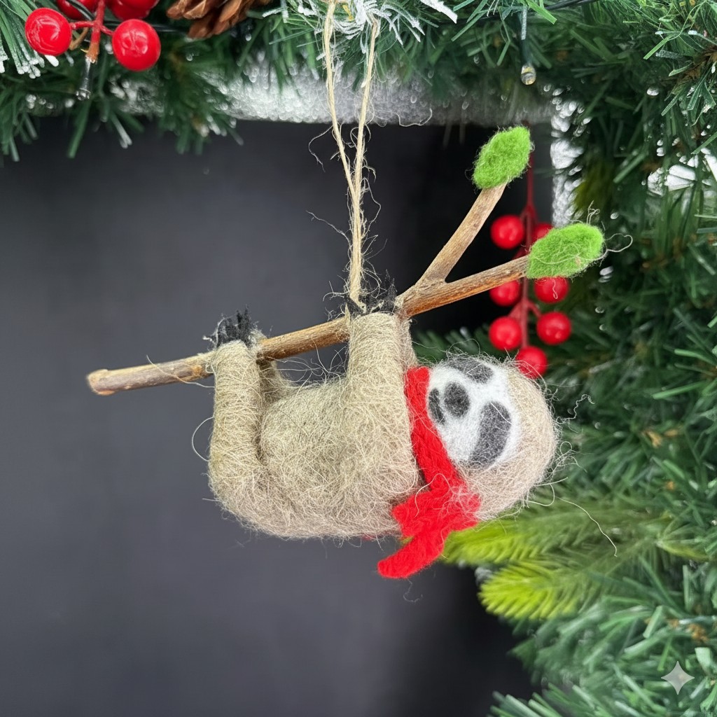 49% OFF This Week🦥 Felt Sloth Christmas Ornaments (3-Piece Set) 🎄