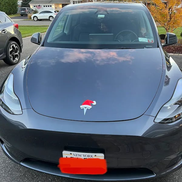 Santa Hat Overlay for Tesla Emblem, Reusable!