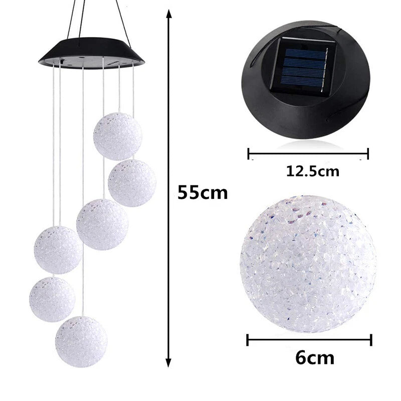 Solar Wind Chimes Lights LED Balls Color Changing Hanging Lamp Garden Home Decor