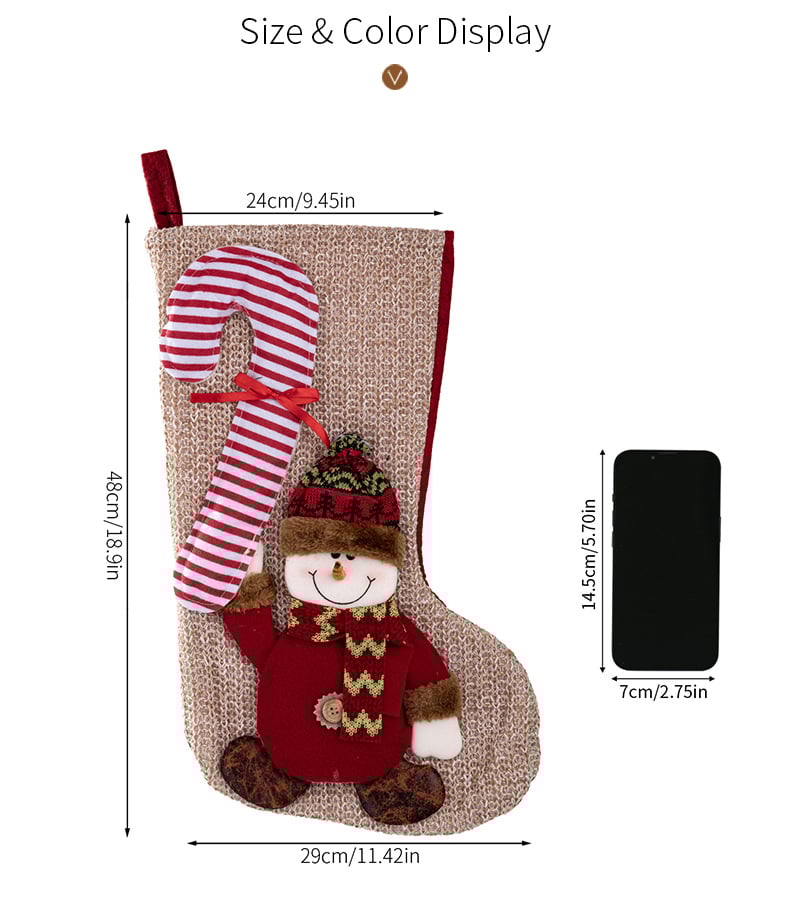 🌲Christmas stocking with Santa, snowman and reindeer