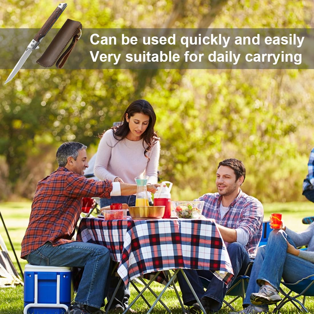 Folding Multi Tool Knife with Leather Pouch