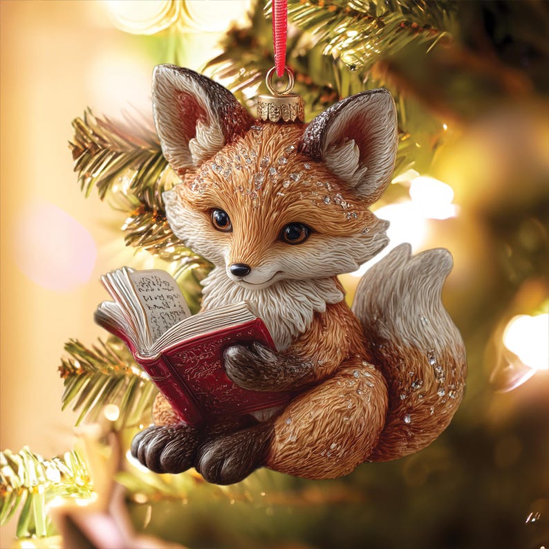 Reading Fox Ornament