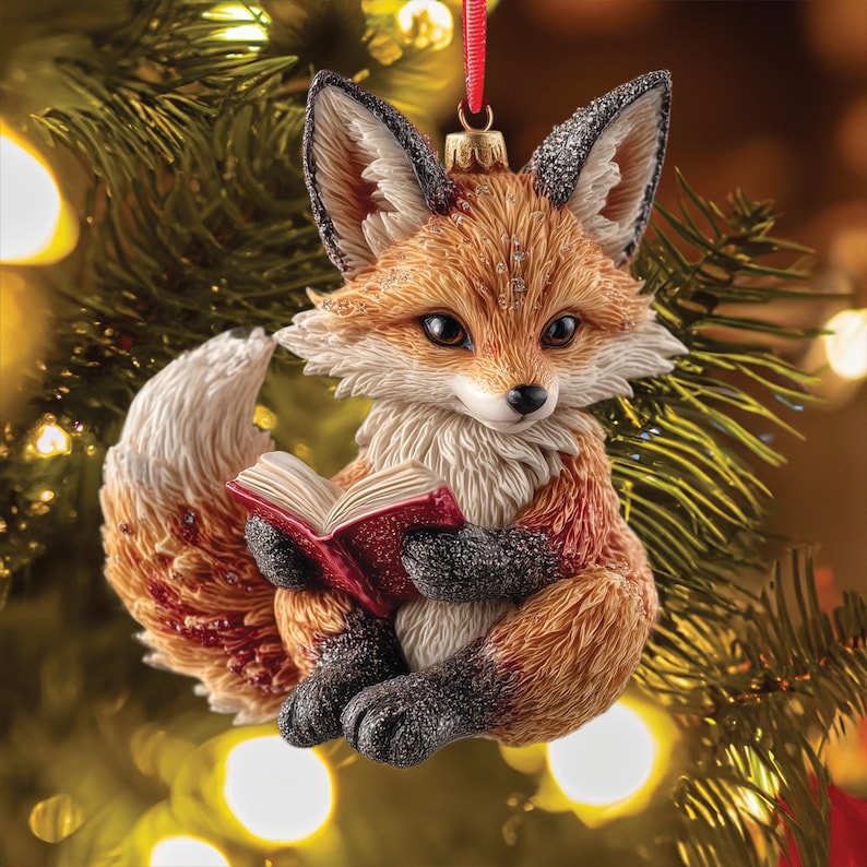 Reading Fox Ornament