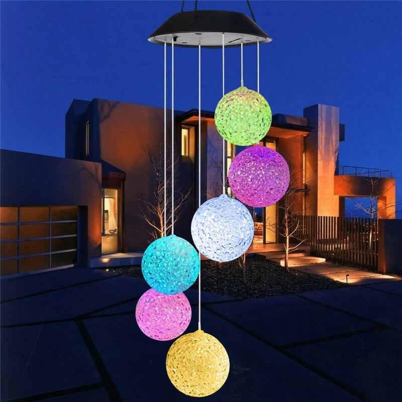Solar Wind Chimes Lights LED Balls Color Changing Hanging Lamp Garden Home Decor