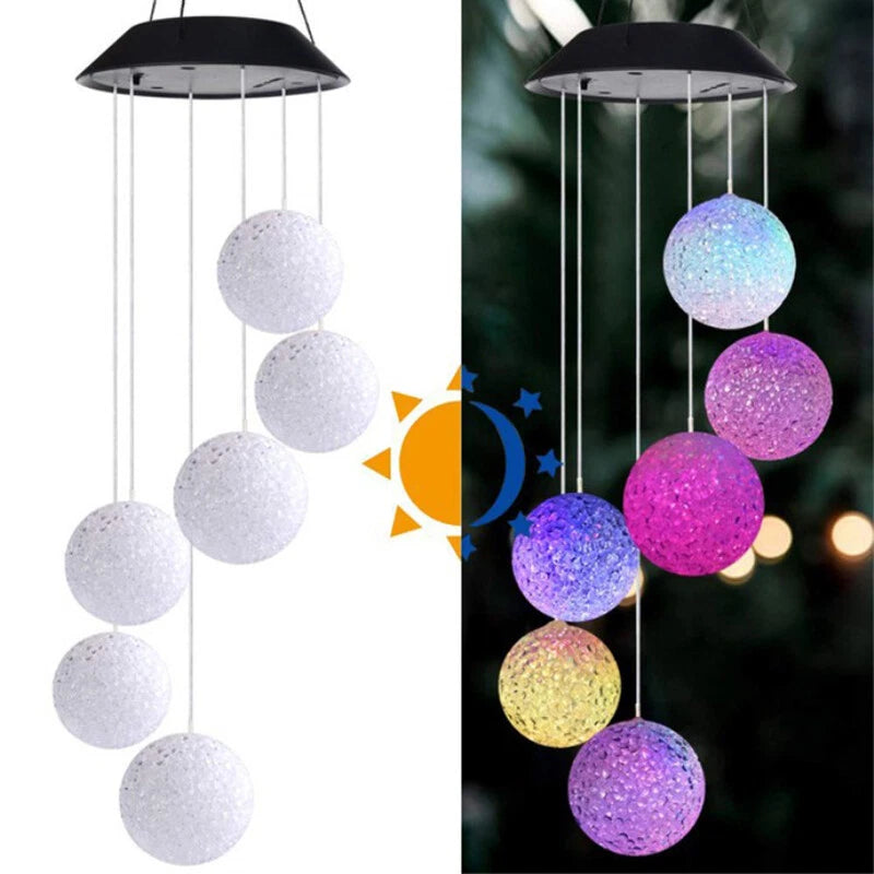 Solar Wind Chimes Lights LED Balls Color Changing Hanging Lamp Garden Home Decor
