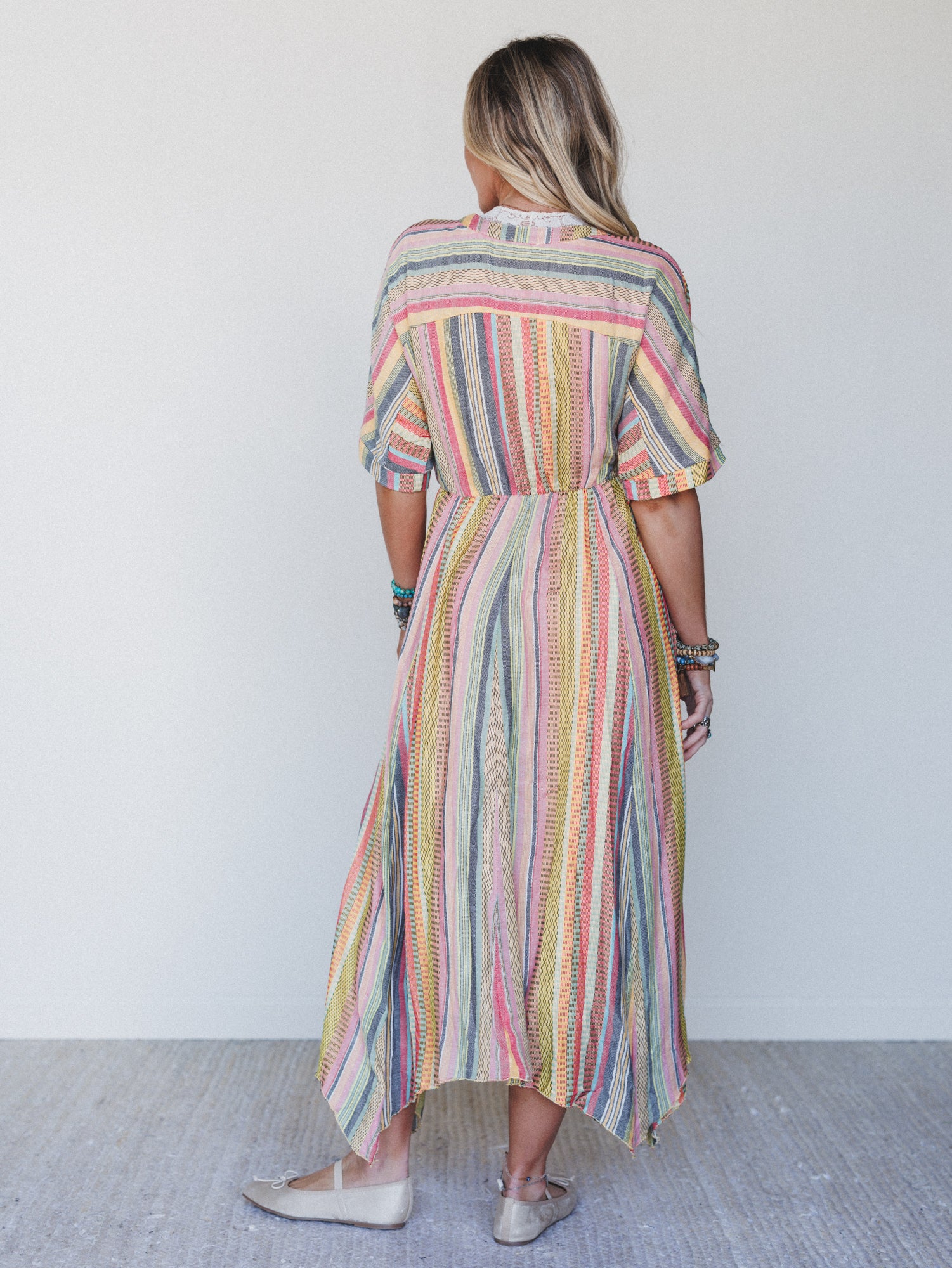 Island Tan V Neck Maxi Dress - Yellow Multi