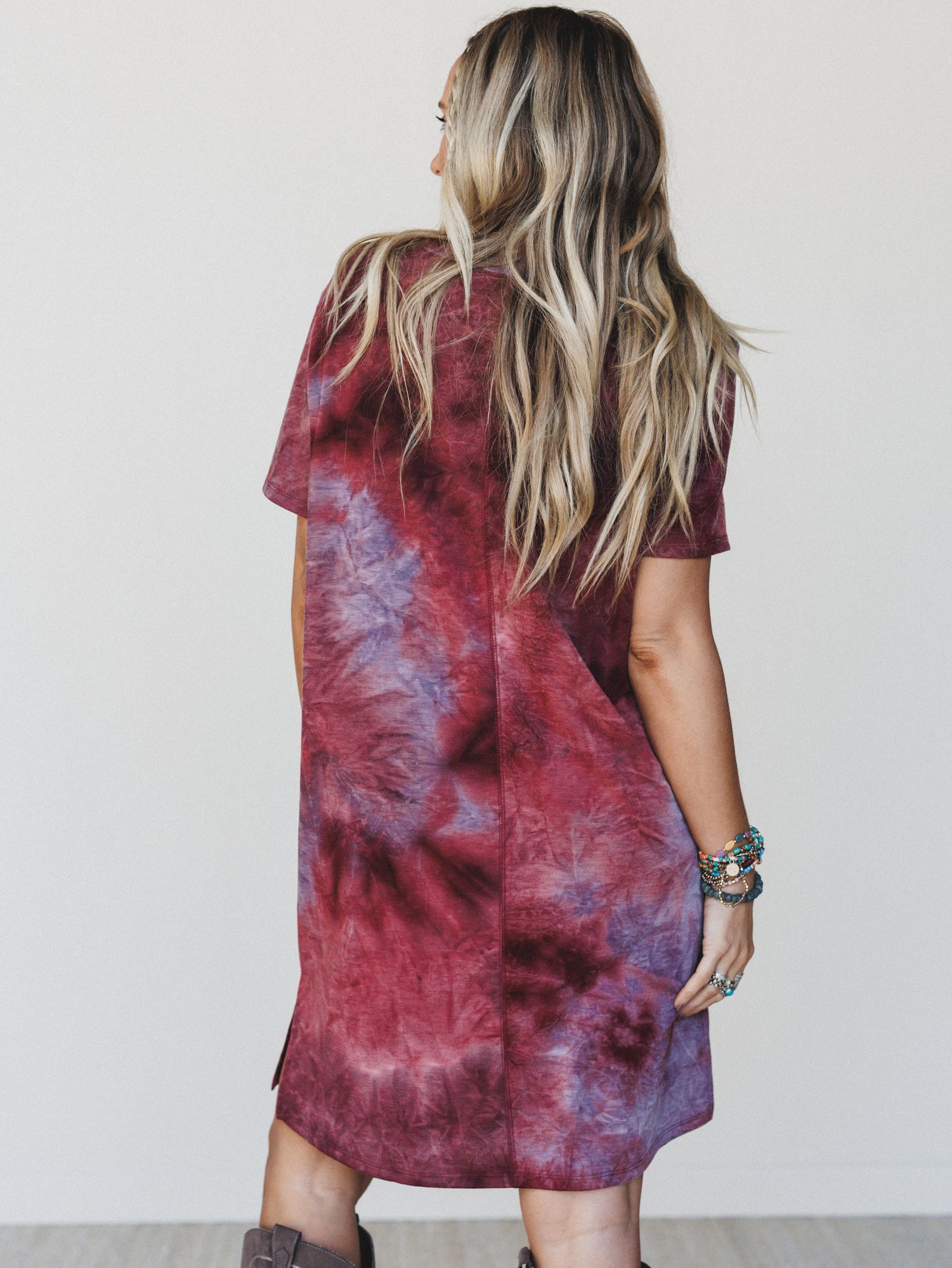 The Nest Peace And Tie Dye Tee Dress - Brown Multi Tie Dye