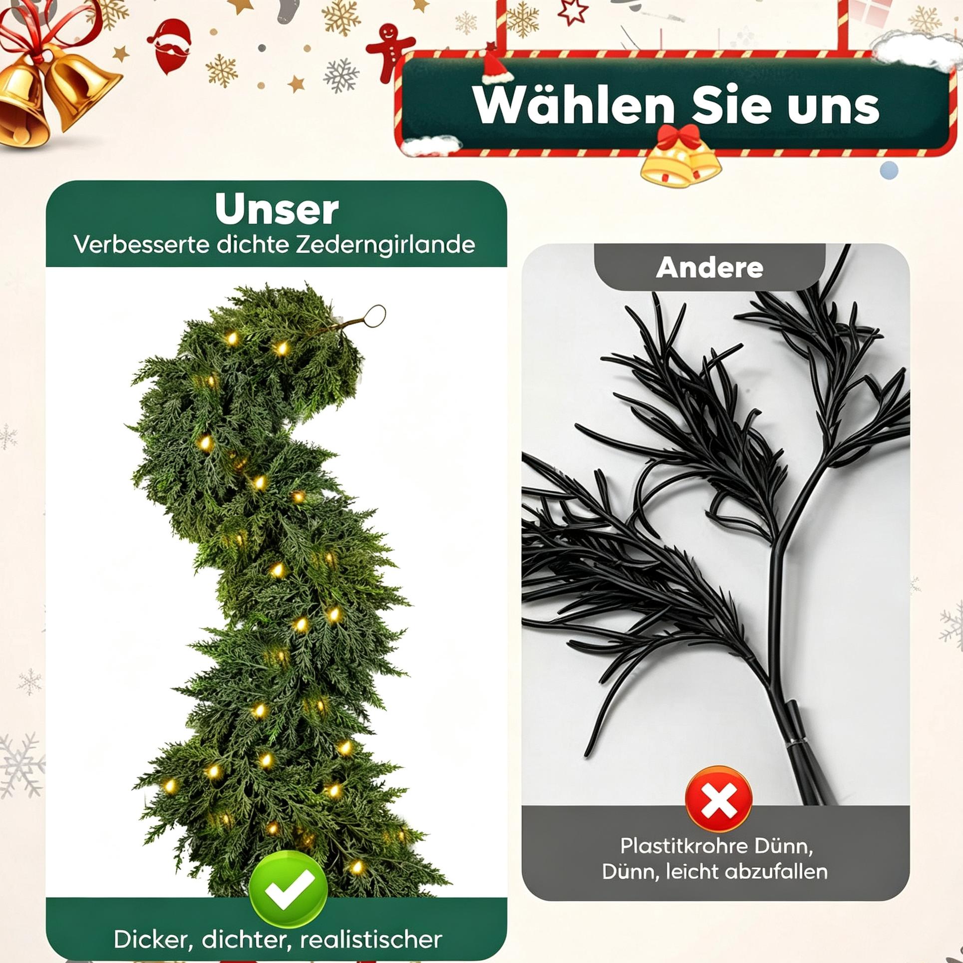 🏆 Mehr als 5.000 Käufer in der letzten Woche! 💥 Weihnachts-Zedern-Girlande mit integrierter Lichterkette