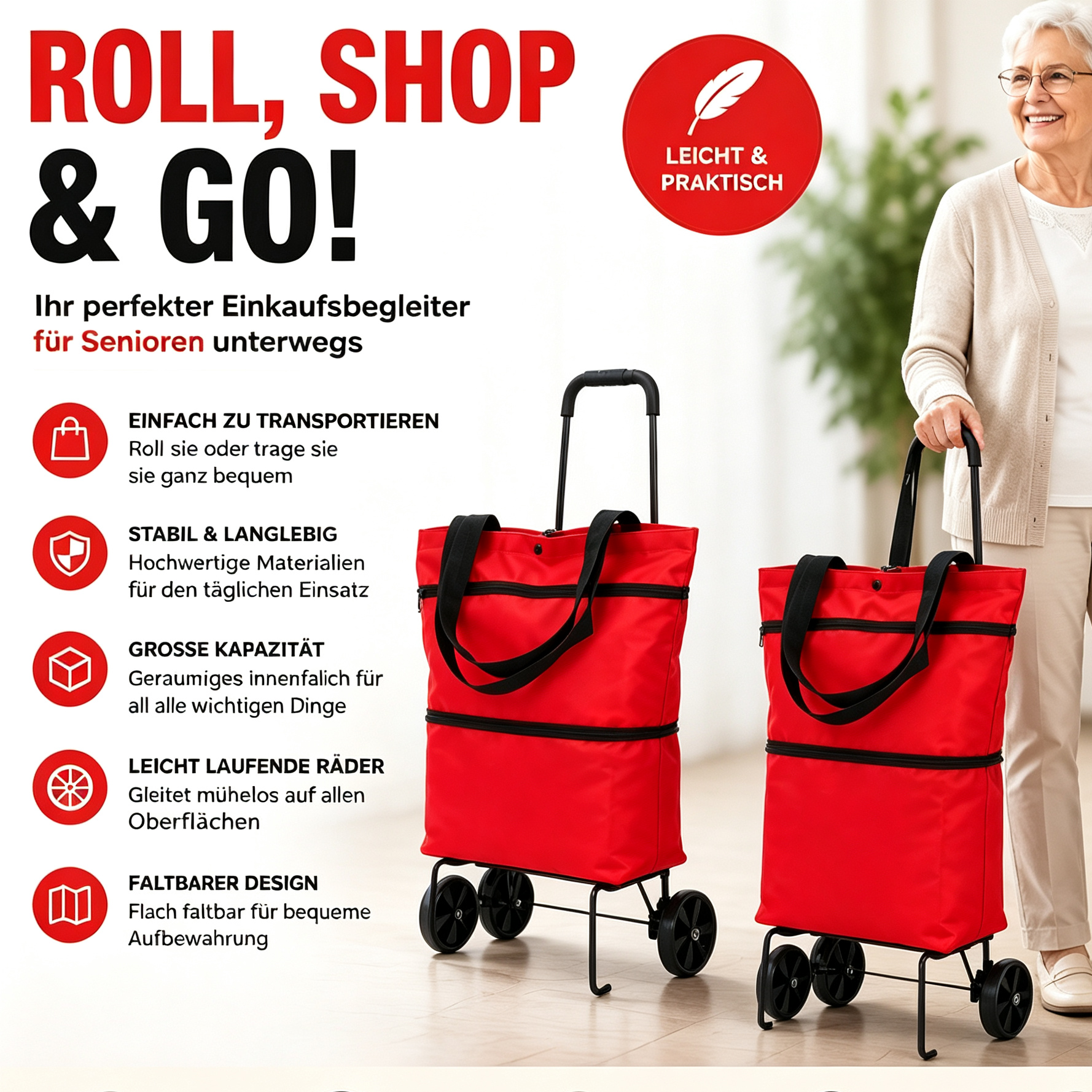 🔥HEISSER SALE – 60 % RABATT🔥 Faltbare 2-in-1-Einkaufstasche