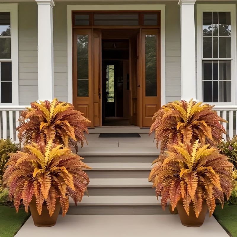 🍂$9.98 Today Only--UV Resistant Lifelike Autumn-colored Artificial Boston Fern🍁