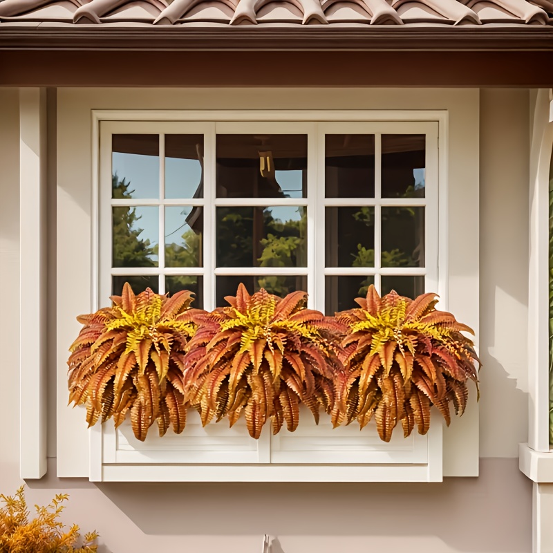 🍂$9.98 Today Only--UV Resistant Lifelike Autumn-colored Artificial Boston Fern🍁