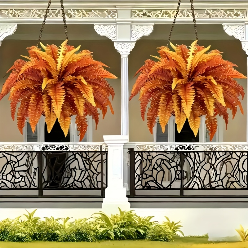 🍂$9.98 Today Only--UV Resistant Lifelike Autumn-colored Artificial Boston Fern🍁