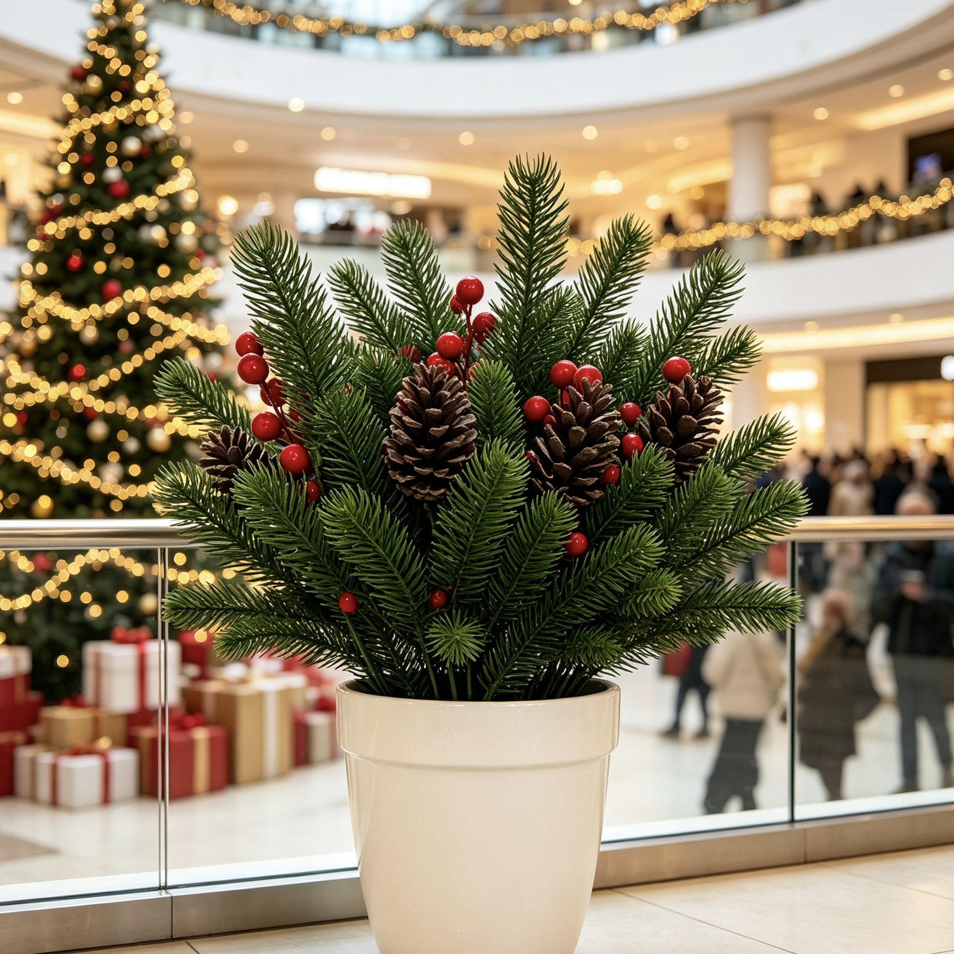 🎄 Last Day 50% OFF🏆Faux Norfolk Pine with Berries Pine Cone