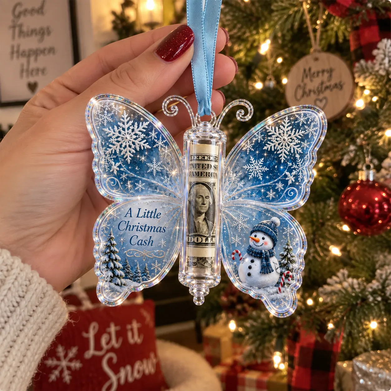 🦋💵 Christmas Cash Gift Butterfly Ornament – Holiday Money Holder Keepsake 🎄✨