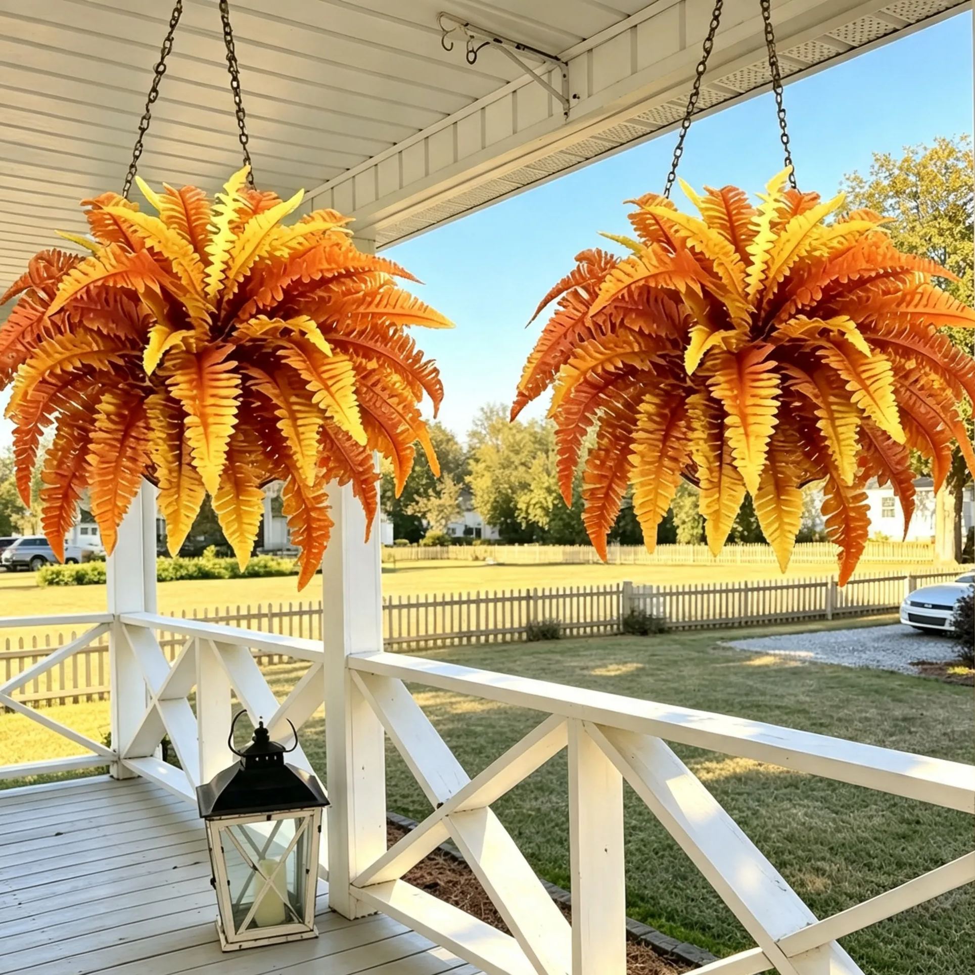 🍂$9.98 Today Only--UV Resistant Lifelike Autumn-colored Artificial Boston Fern🍁