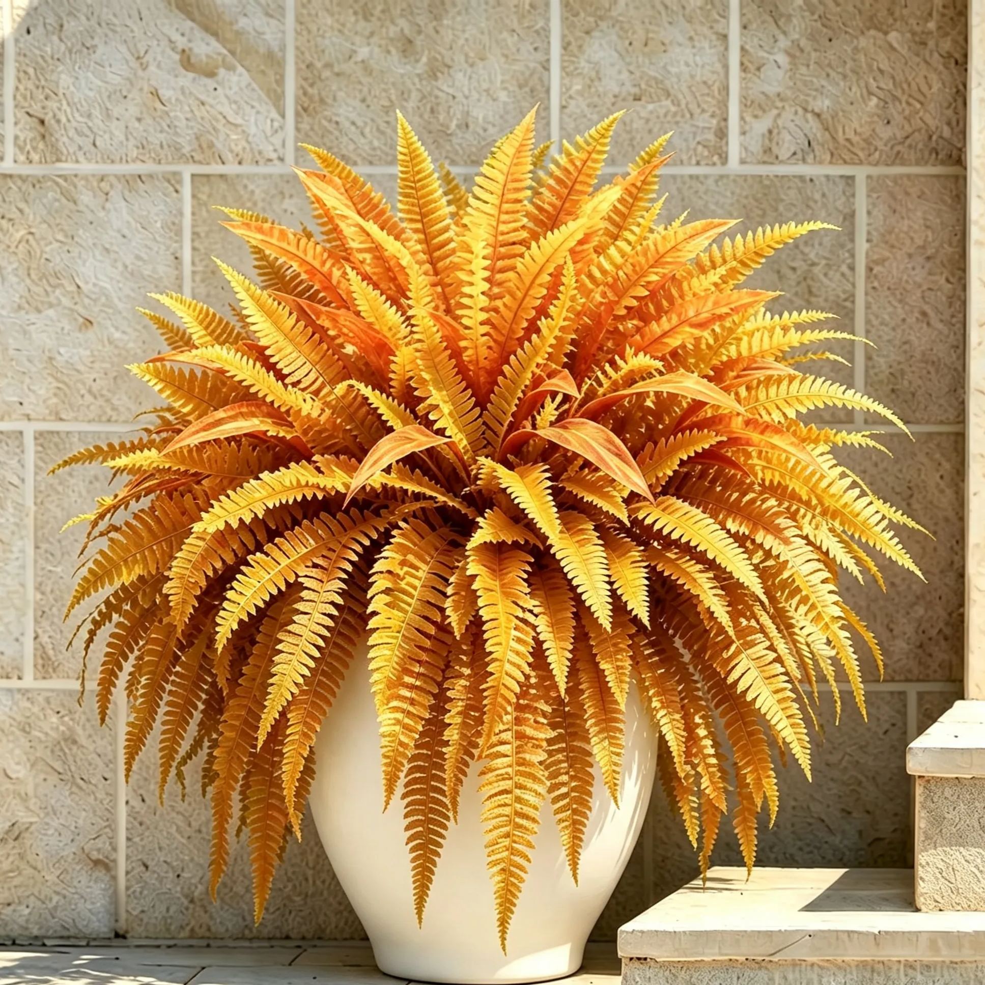 🍂$9.98 Today Only--UV Resistant Lifelike Autumn-colored Artificial Boston Fern🍁