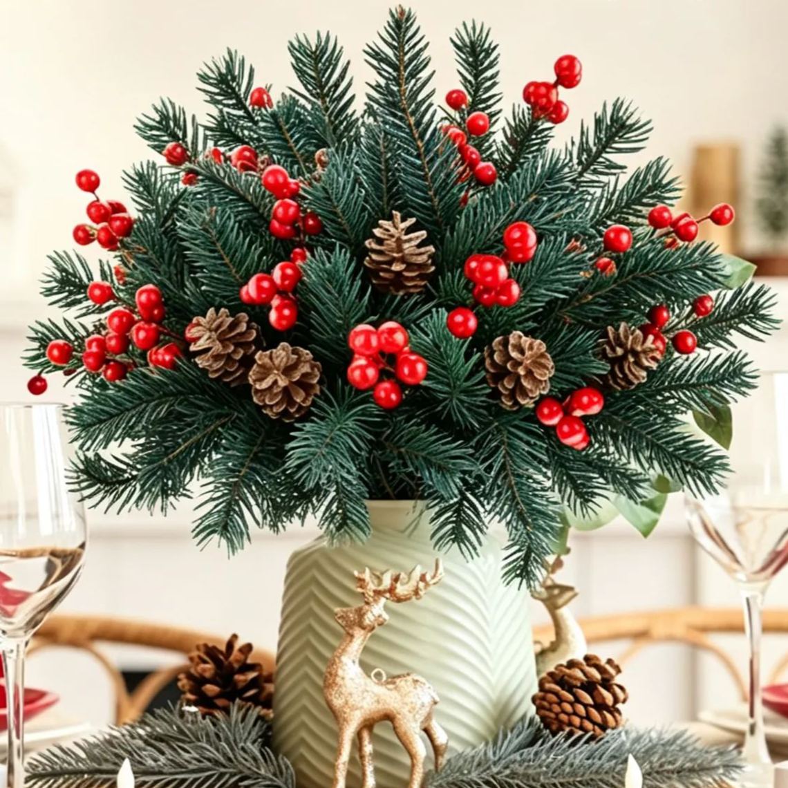 🎄 Last Day 60% OFF🏆Faux Norfolk Pine with Berries Pine Cone