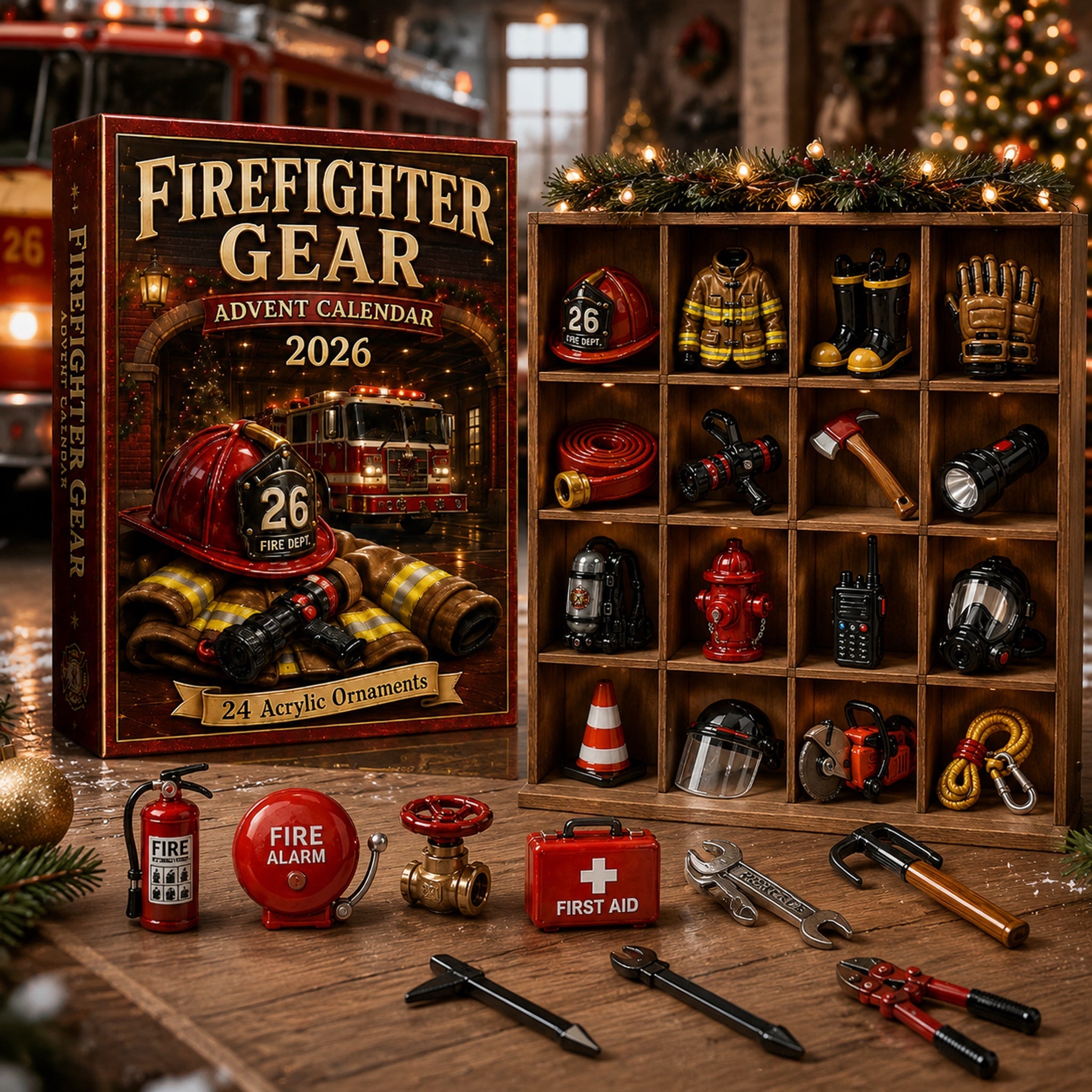 🔥HOT SALE 60% OFF🔥Firefighter Gear Advent Calendar 2026 - 24-Day Festive Countdown, Acrylic Charms Blind Box