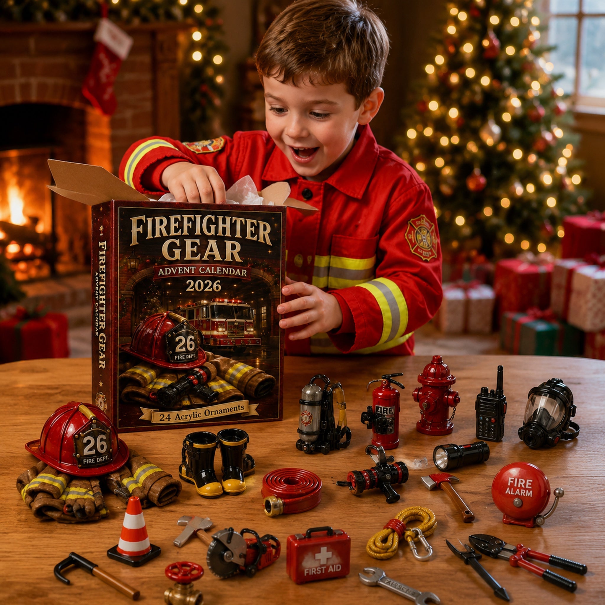 🔥HOT SALE 60% OFF🔥Firefighter Gear Advent Calendar 2026 - 24-Day Festive Countdown, Acrylic Charms Blind Box