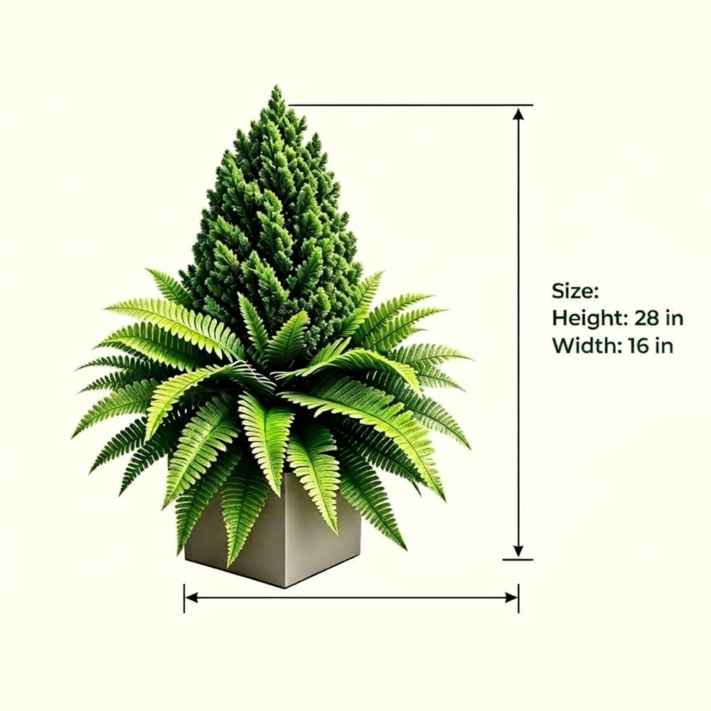 🌱 Lush Artificial UV Resistant Pine & Boston Fern Potted Plant