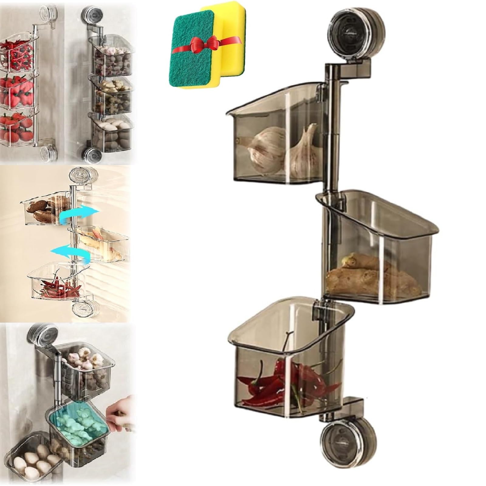 Punch-free rotating wall-mounted storage rack