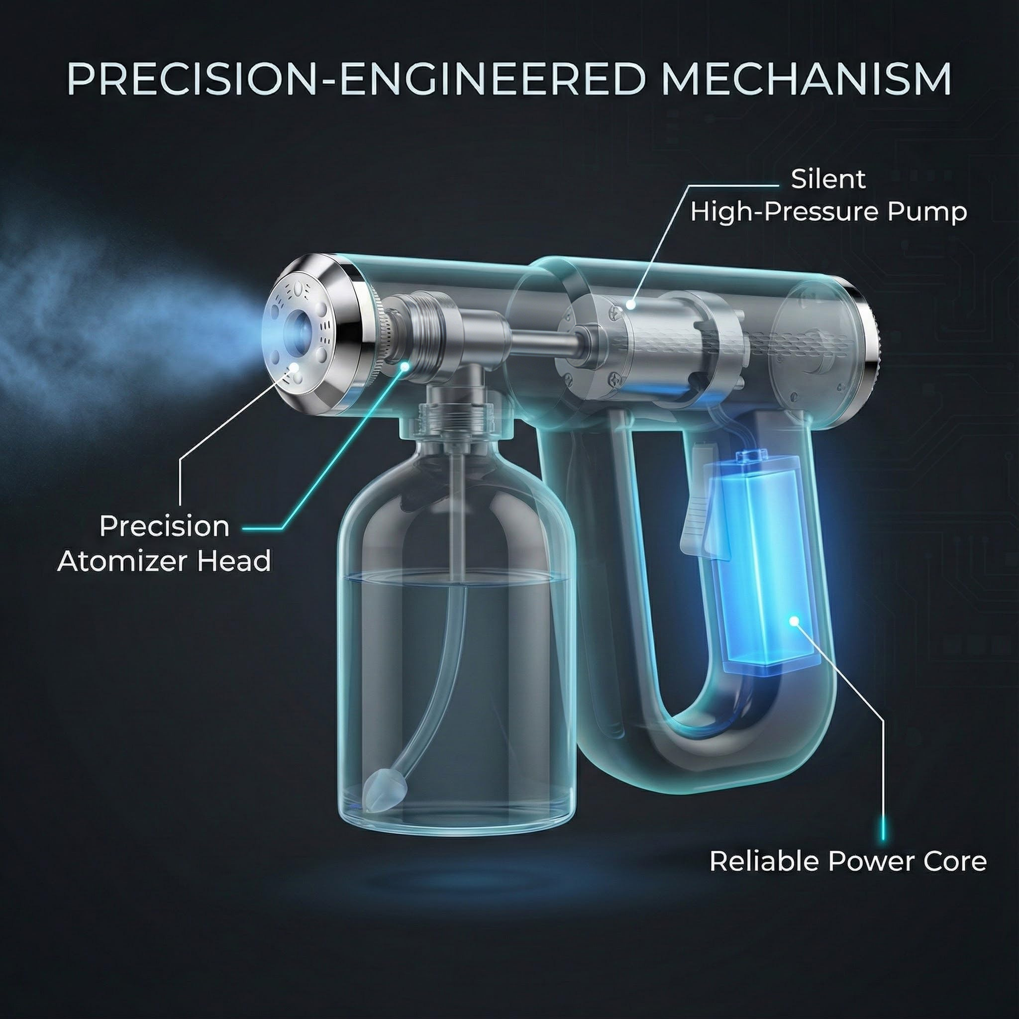 Handheld Electric Nano Disinfection Spray with Blue Light