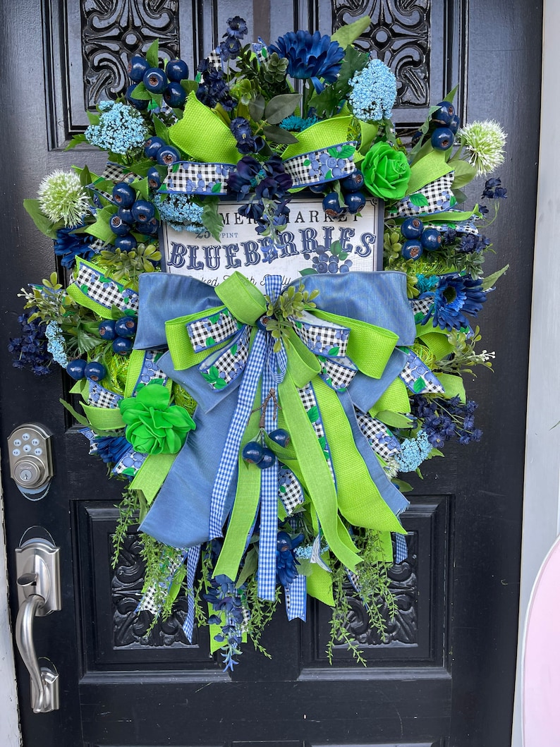 Blueberry Wreath Summer Wreath Front Door Wreath Laura image 2