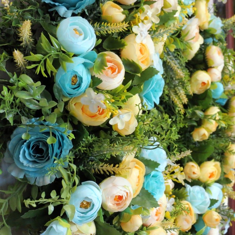 春天复活节花环夏天前门花环玫瑰花环图像 10