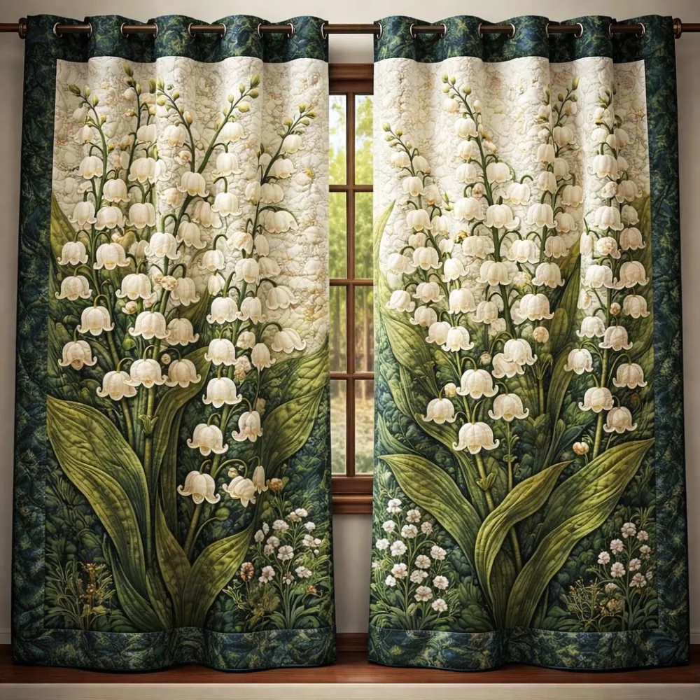 Lush Lily of the Valley Garden Embroidered Knitwear Quilted Curtains