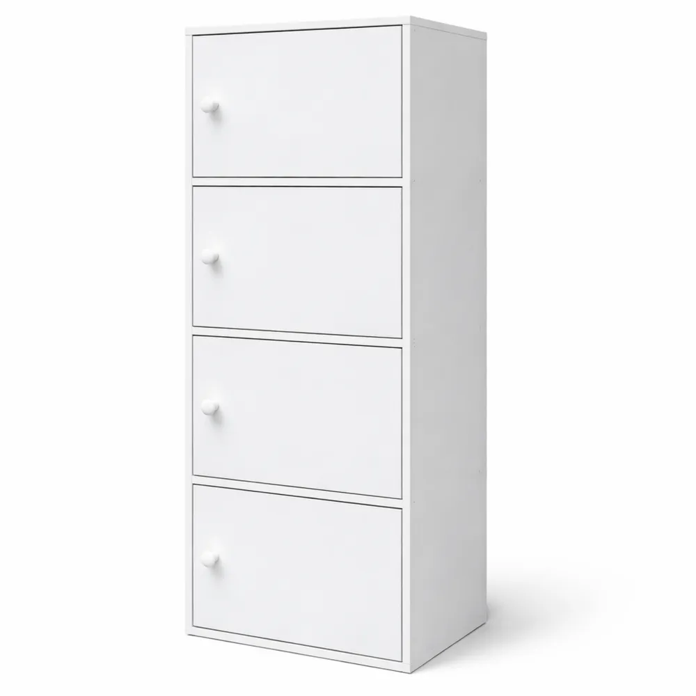 Armoire de Rangement à 4 Portes pour Intérieur, Compacte et Pratique, 106 x 40 x 29 cm, Coloris Blanc