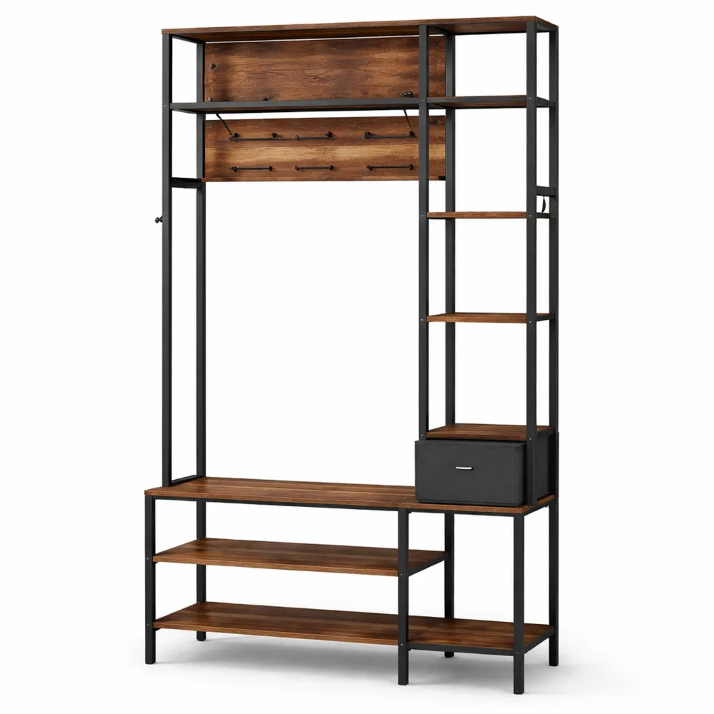 Meuble d'entrée multifonction avec banc et crochets