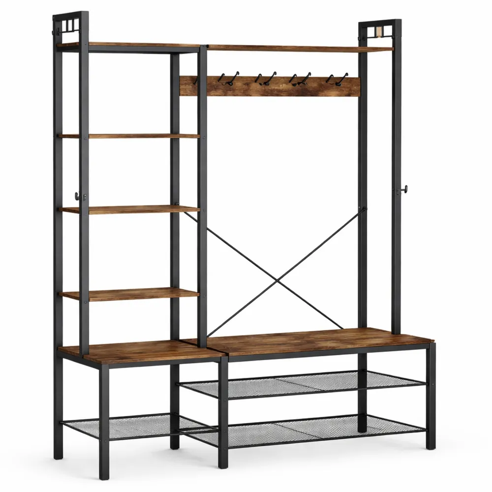 Portemanteau d'Entrée avec Étagères et Crochets