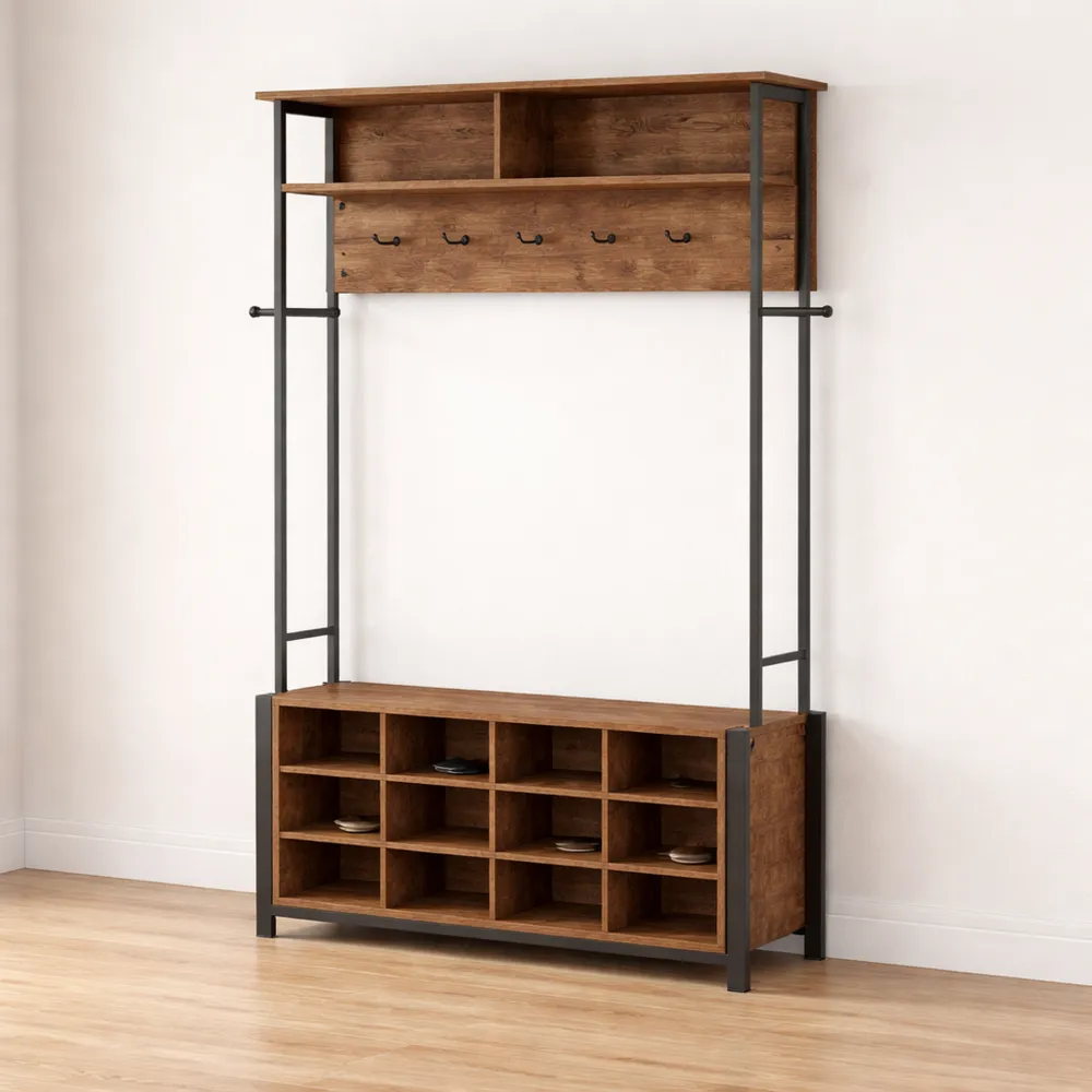 Vestiaire d'entrée indépendant avec banc et tiroirs rabattables