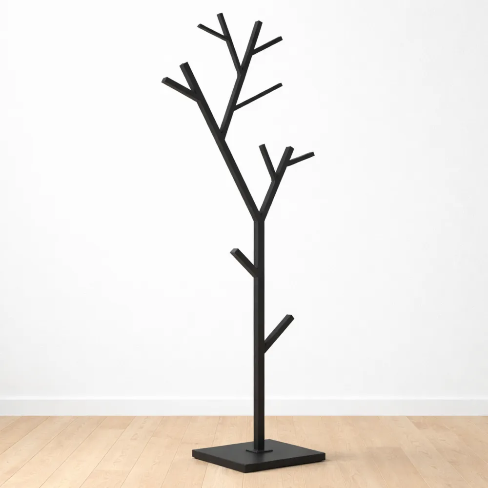 Portemanteau sur pied en métal noir, hauteur 180 cm, idéal pour le couloir