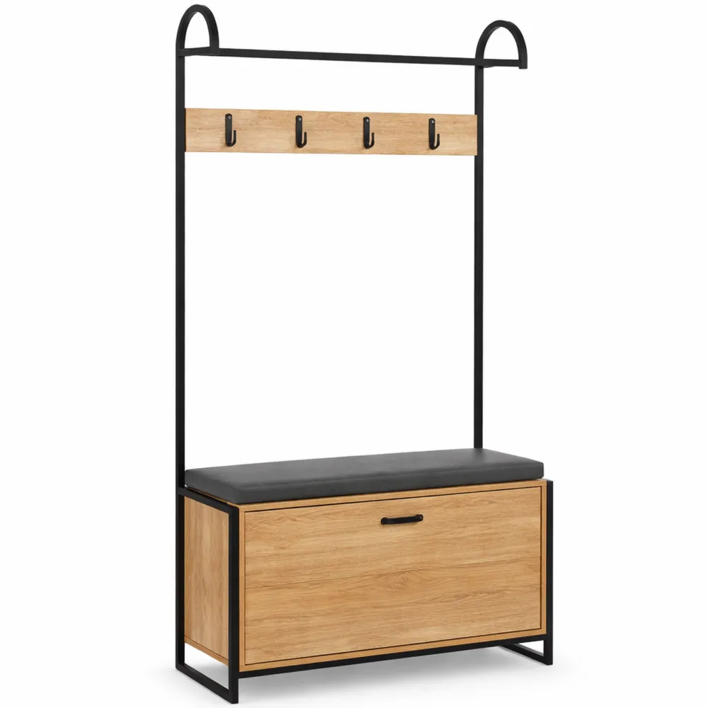Armoire d'entrée avec banc et rangement pour chaussures au style industriel